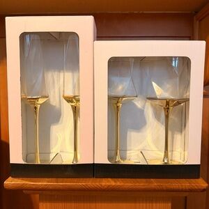 Gold Champagne & Wine Glasses - Set of 4 Rachel Zoe Hexagon